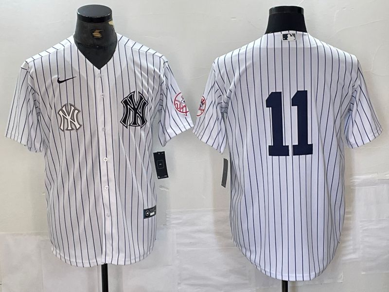 Men New York Yankees 11 Volpe White Stripe Second generation joint name Nike 2024 MLB Jersey style 5